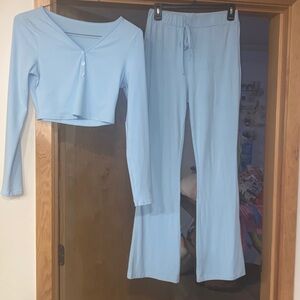 Light Blue Comfy Bodycon Women's Y2K Set